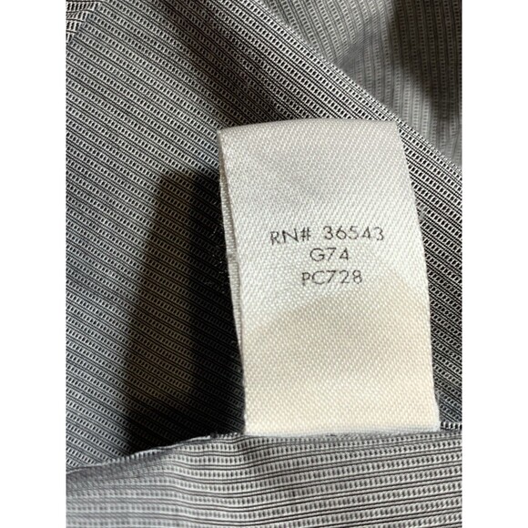 Slim Fit L Calvin Klein Geometric Pattern Gray 96% Cotton 4% Lastol Pocket Shirt - Picture 16 of 16